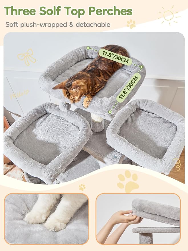 Árbol para gatos XXL de 76 pulgadas con múltiples niveles miniatura 3