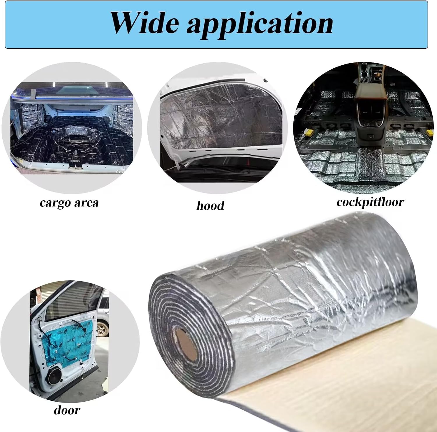 Car Sound Deadening Heat Sound Insulation Mat, 355 Mil 10.8 Sqft Automobile Sound Deadening & Heat Insulation Material for Auto Hood Engine Roof Door and Trunk,40 Inch x 40 Inch, Aluminum Foil Finish