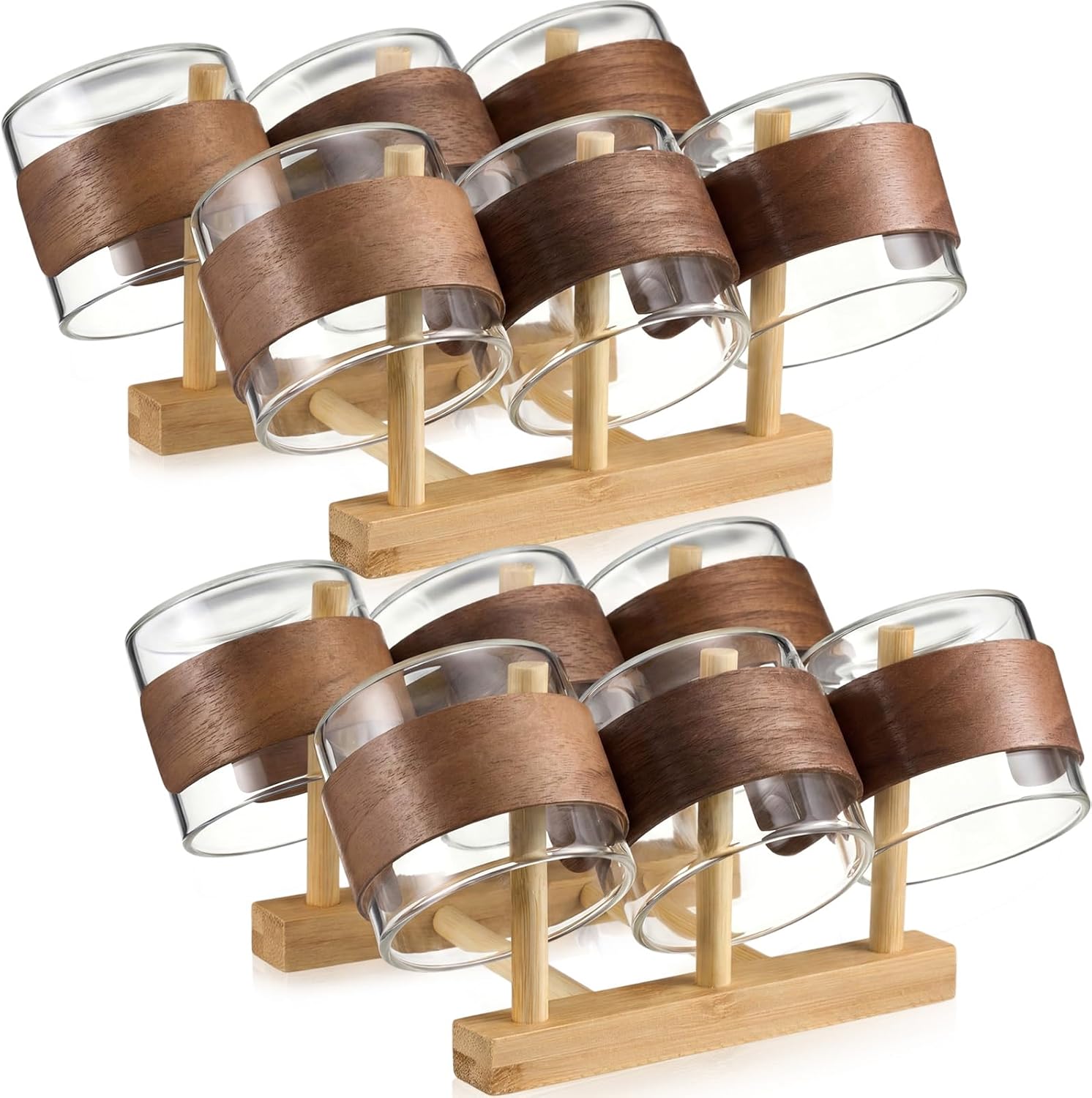 12 Pcs 5 oz Espresso Cups with Wooden Ring High Borosilicate Espresso Shot Glass Small Glass Coffee Cups Accessories Tea Latte for Office Cafes Home