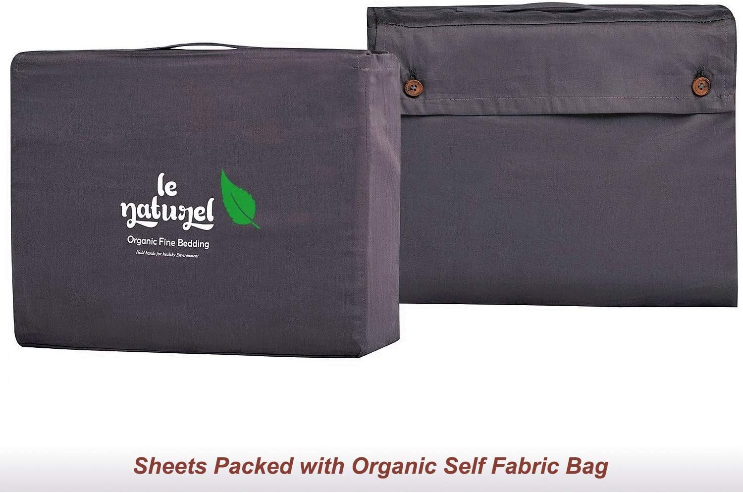 🔥 Cashback up to 70% Le Naturel Organic Cotton Bed Sheets Queen - Organic Gray Sheets - 300 Thread Count Organic Cotton - Organic Cotton Sateen Sheets - Deep Pocket Organic Cotton Sheets - GOTS Certified Sheets