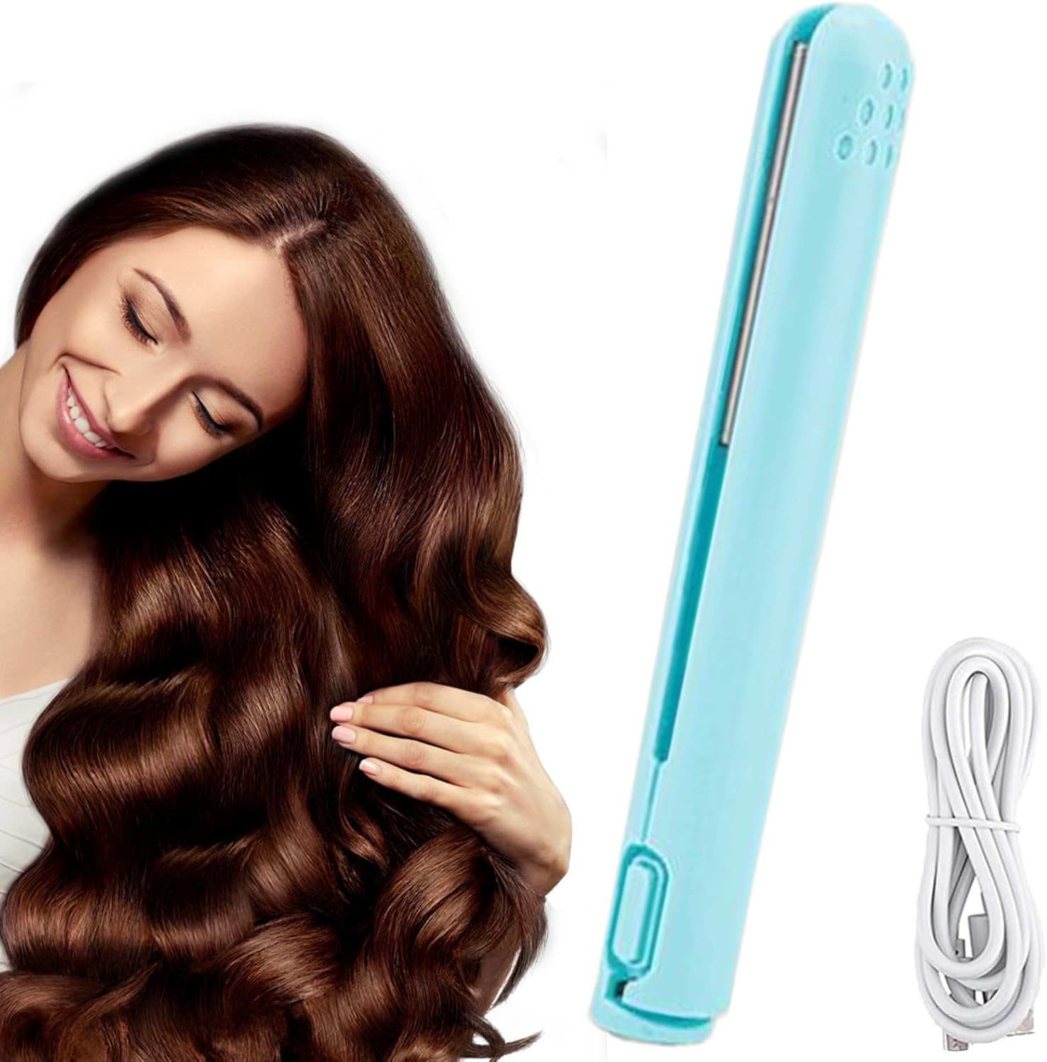 Travel Curling Iron Smoothteiner – Portable Styling Device, Functional – | Ceramic Heat Protection Plate, Lightweight Hair Care Products for Home Activities For Home Activities