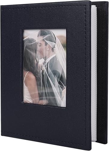 RECUTMS Álbum de fotos de 4 x 6 pulgadas, 100 páginas, cubierta de cuero, libro de fotos con ventana frontal personalizada para bodas, familiares,