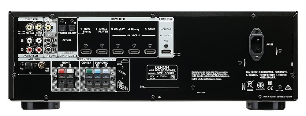 AVR-x550BT　DENON Denon AVR-X550BT Receiver 5.2ch 4K UHD Dolby Vision HDCP 2.2