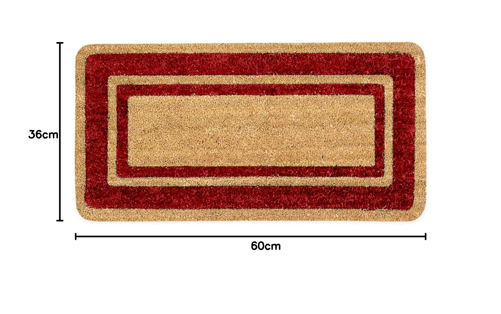 SaRani Paillasson en coco Tapis d'entrée en fibre naturelle, fond antidérapant, bord (rouge, 70 x 140 cm)