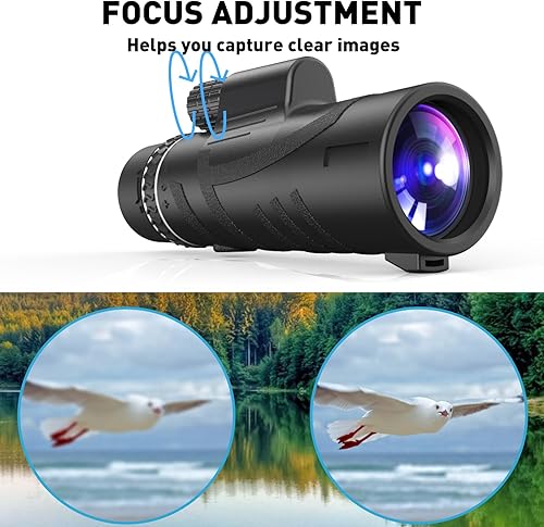 Miniatura 3 de 12x50 HD Monocular Telescope with Smartphone Adapter, Upgraded Tripod, High Power Monocular with Clear Low Light Vision for Bird Watching
