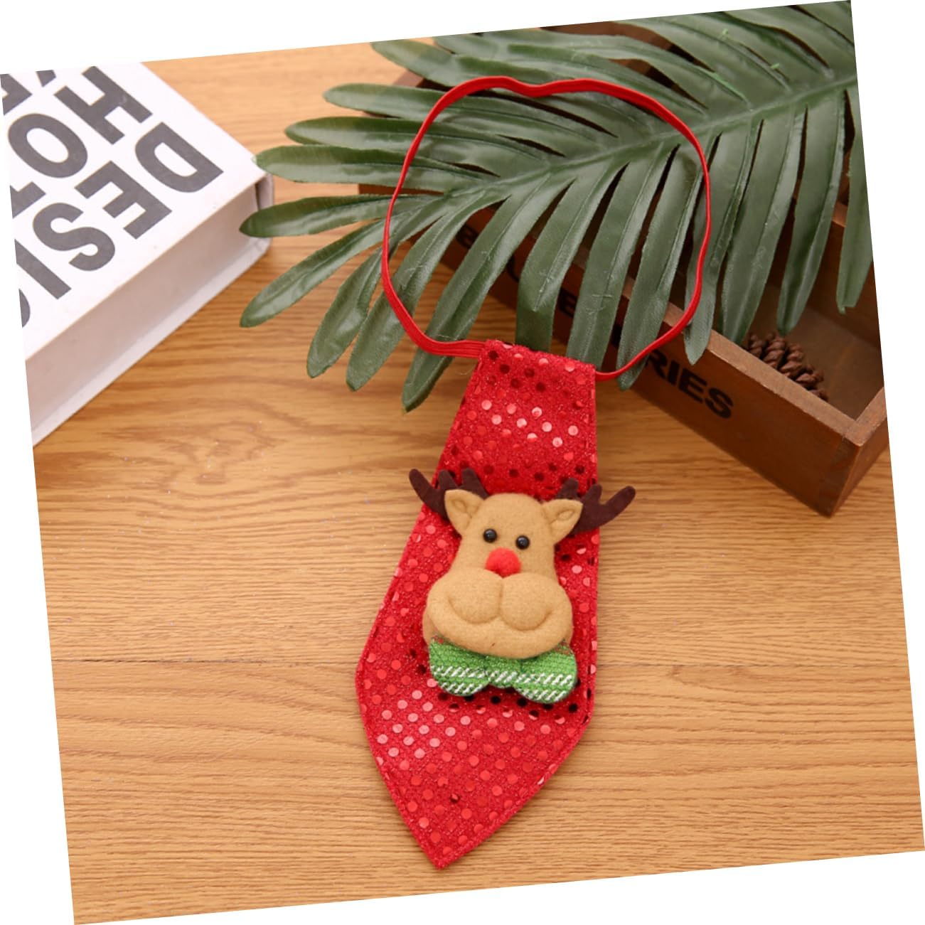 2pcs Christmas Felt Santa Tie Decorations Green Sequin Necktie for Men