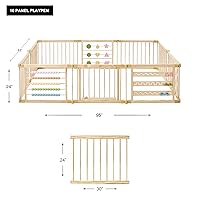 Vista 4 de ZETY Natural Wood Baby Playpen – 8 or 10 Panel Foldable Play Yard with Door Panel and Built-in Toys, CPC Certified & SGS Tested