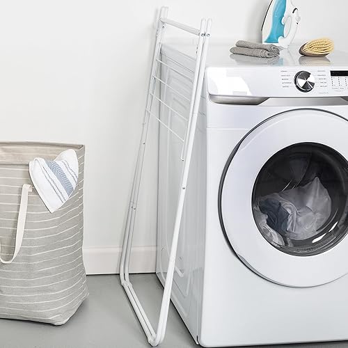 Miniatura 6 de Honey-Can-Do Estante de secado de ropa plegable fácil de plegar  Estante de lavandería de metal resistente, soporta 40 libras, perchero de ropa que