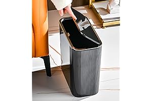 Sooyee 14 Liter Bathroom Trash Can with Lid, Press Type 3.9 Gallon...