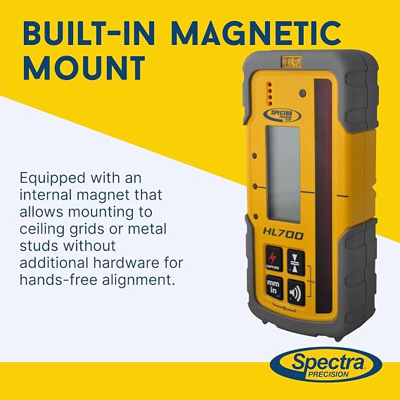 Spectra Precision HL700 Digital Readout Receiver for Basic & Advanced Performance, Huge 5 in (12.7 cm) Reception Height, Front & Rear LCD Displays, Waterproof and Weatherproof