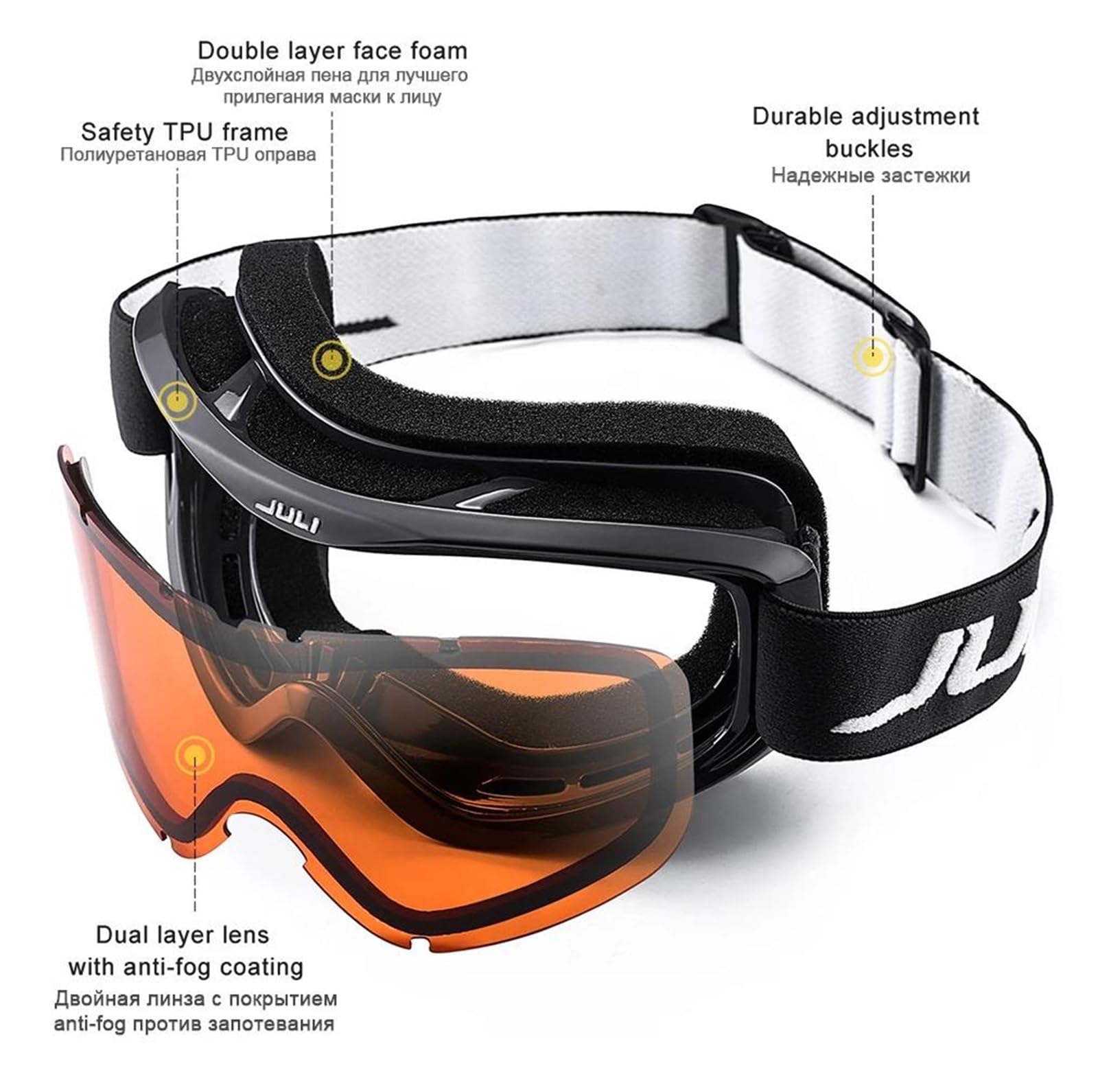 Gafas Esqui Mujer&Hombre Gafas de esquí para hombre y mujer, con doble lente antivaho, para deportes de nieve en invierno.
