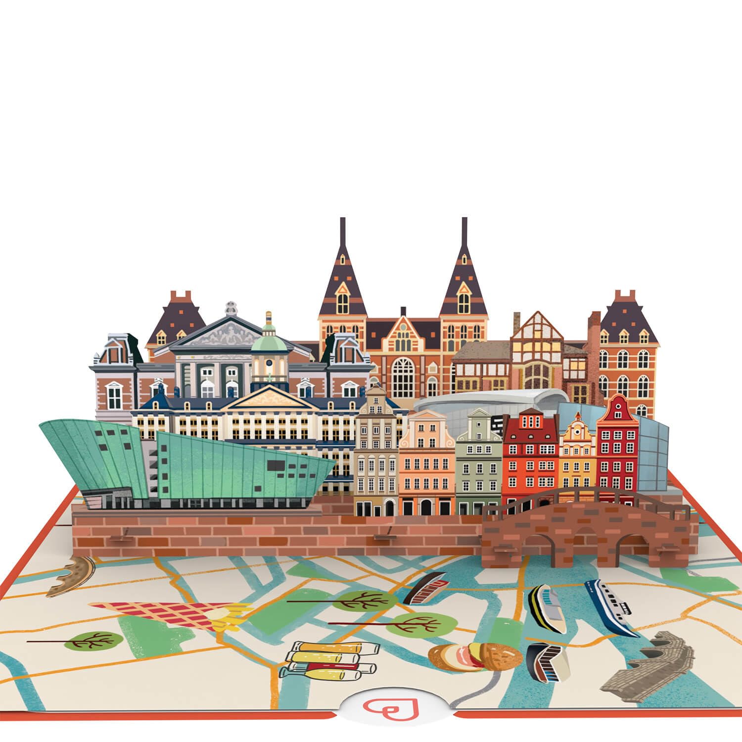 papercrush® Pop-Up Karte Amsterdam - 3D Geschenkkarte für Urlaubsgutschein, Geldgeschenk für Städtereise in Holland, Geschenkidee für Reise zum Geburtstag, Reisegutschein Geschenk Verpackung