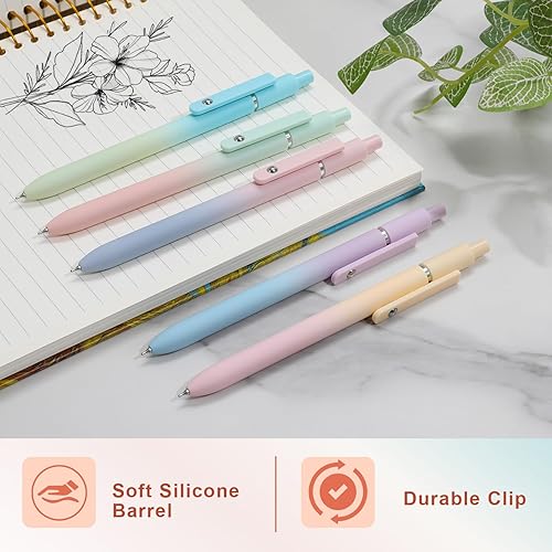 Miniatura 8 de FIOVER 10 bolígrafos de gel de secado rápido, bolígrafos de tinta de punta fina, retráctiles, bolígrafos de gel de tinta negra, escritura suave para