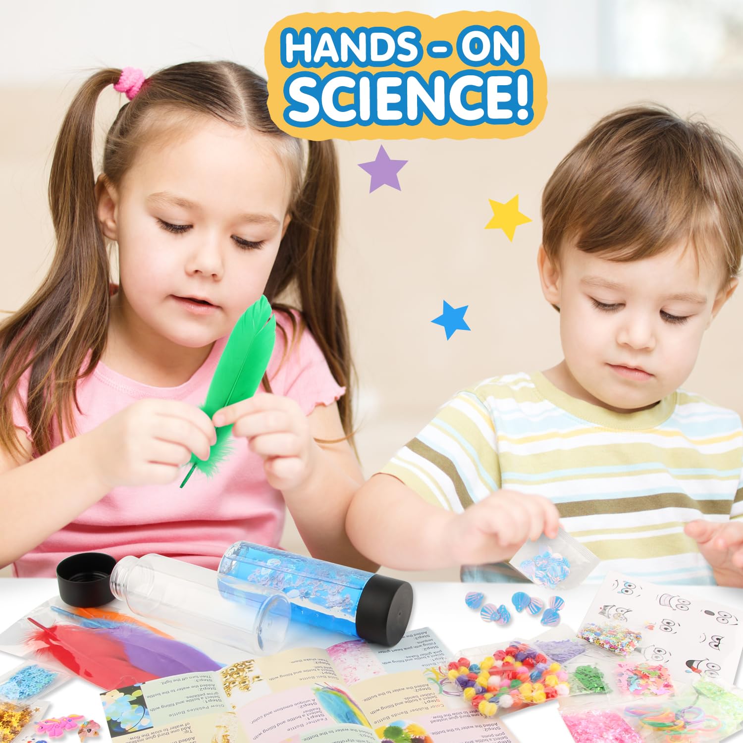 VMNlooking Sensory Bottles Kits Supplies Sensory Toys for Toddlers1-3, Calm Down Corner Supplies with Glitter, 2 Containers?2XL?…