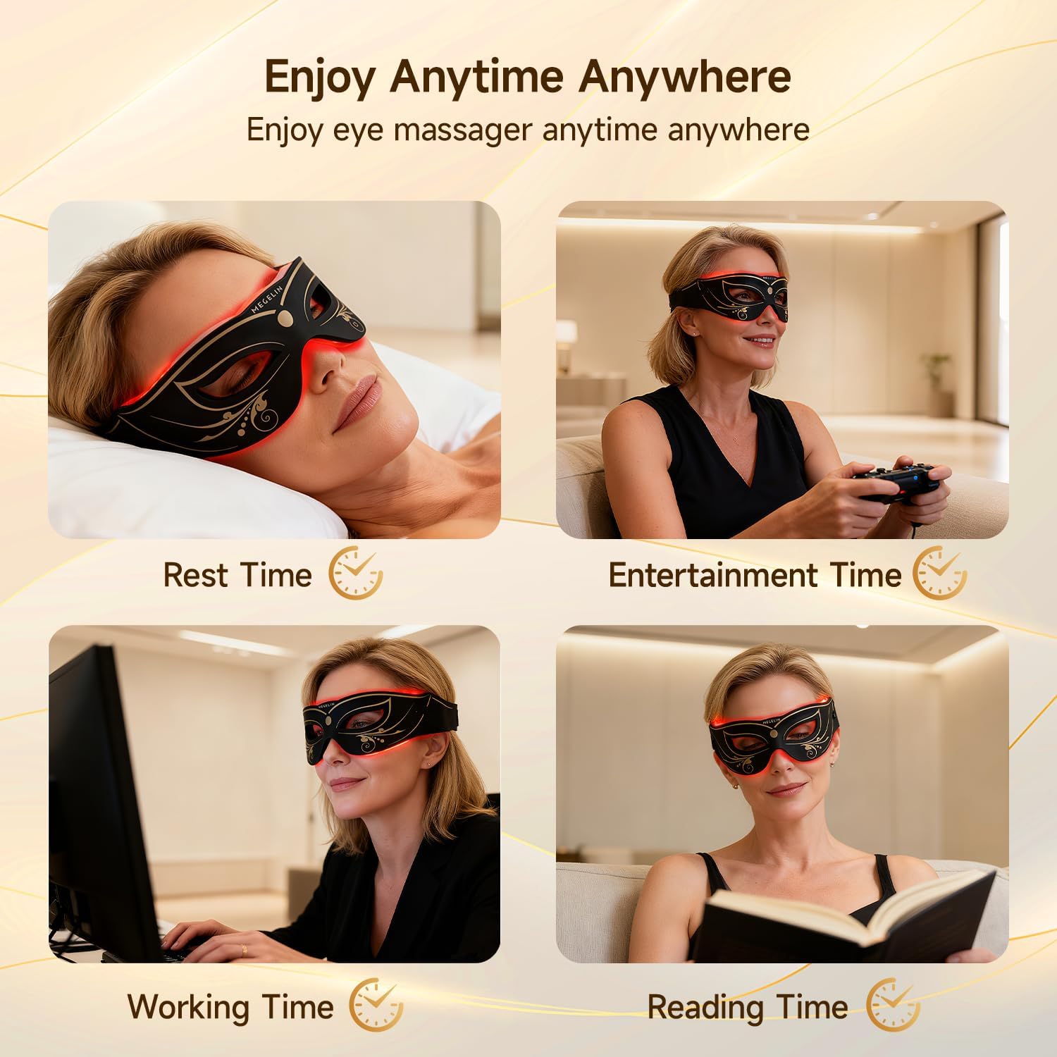 Megelin 3 Modes Red Light Therapy for Eyes, Under-Eye Red Light Therapy Glasses,Treatment of Periorbital Wrinkles and Rhytides,Relieving Eye Fatigue - Image 7