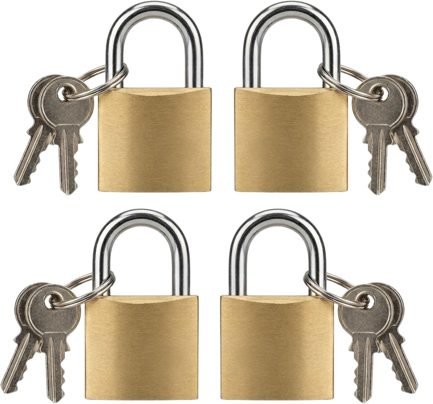 25mm SecureCore Mini Brass Padlock Set with Keys – Small Heavy Duty Metal Locks for Luggage, Backpack, Locker, Cabinet, Drawer, Diary & Storage Box – Portable Security Locks 4 Pack