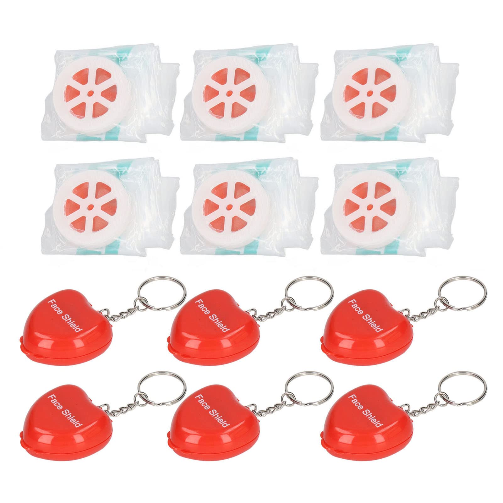6 Piezas Mascarilla de Rescate de Primeros Auxilios RCP, Protectores Faciales para RCP con Válvula de una Vía Llavero Portátil de Bolsillo con Cubierta Facial para Niño Adulto