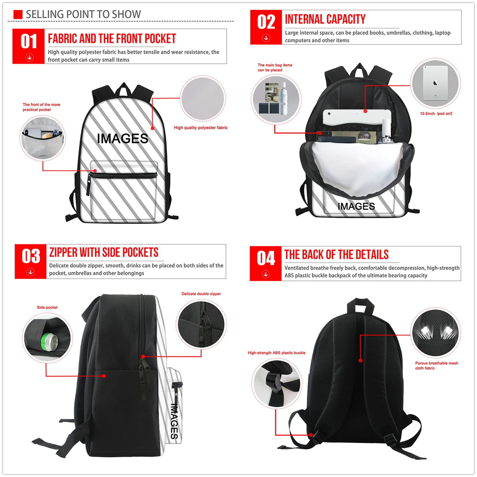 Mochila escolar Satchel 3 Set Large Cool para niños Niños Niños Mochila informal de viaje personalizada + Estuche para lápices + Bolsa de almuerzo, Galaxy Horse, Mochila para niños