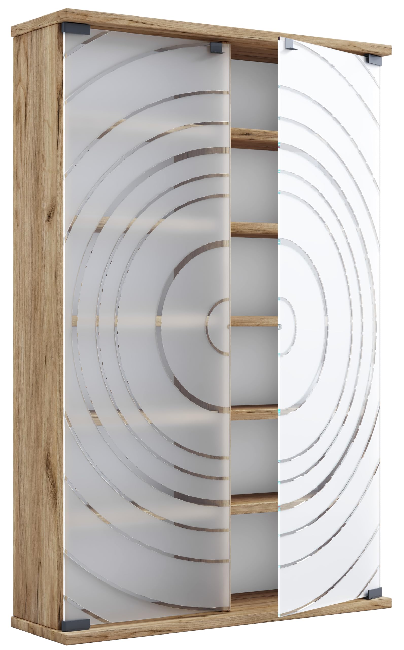 VCM Holz CD DVD Stand Regal | platzsparender CD Schrank mit 2 ESG-Sicherheitsglastüren für 300 CDs oder 130 DVDs oder 72-Videos | Maße: H. 92 x B. 60 x T. 18 cm | 10 Variable Einlegböden – Tilano L