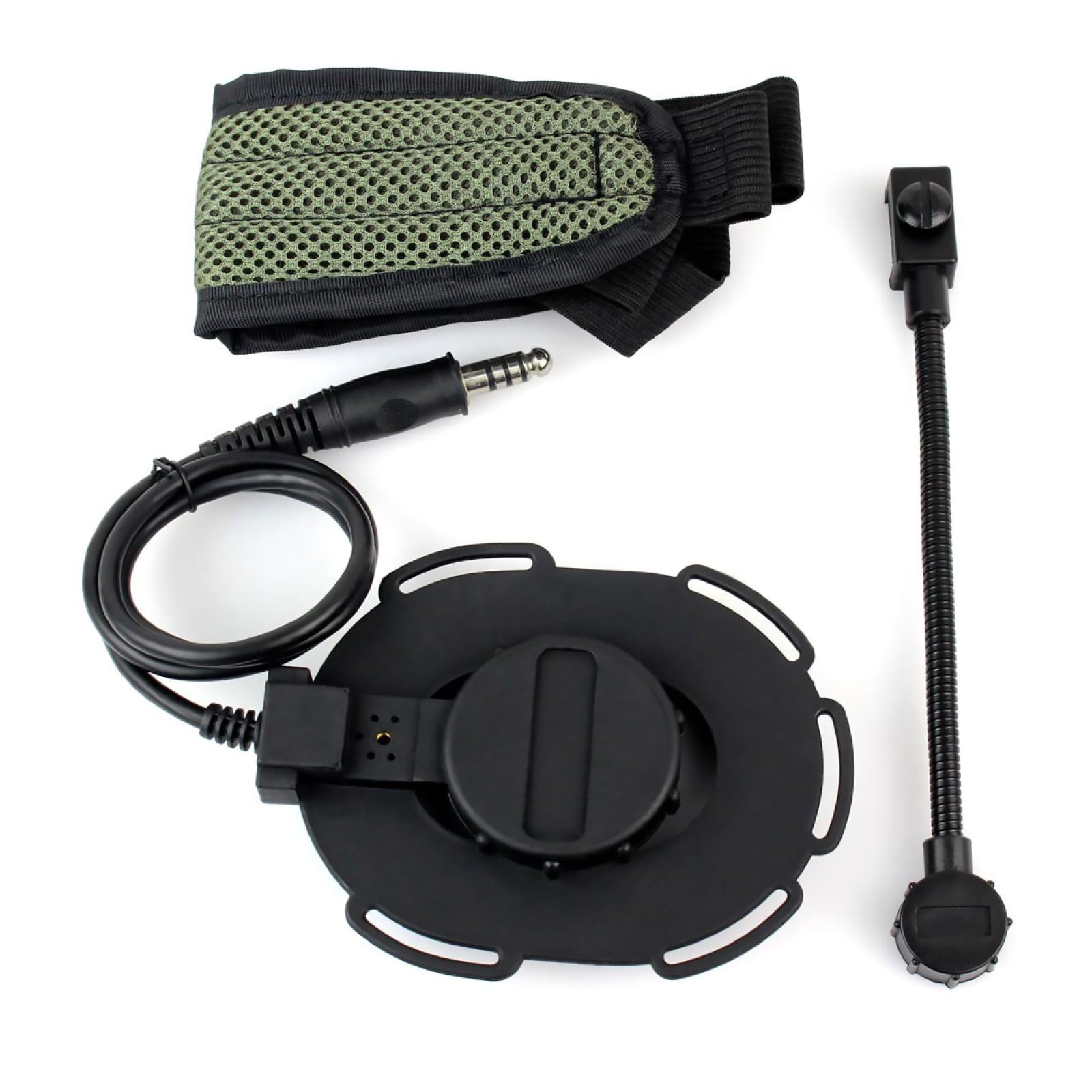 Auriculares tácticos Bowman Elite II de color verde duradero con correas de nailon elásticas ajustables