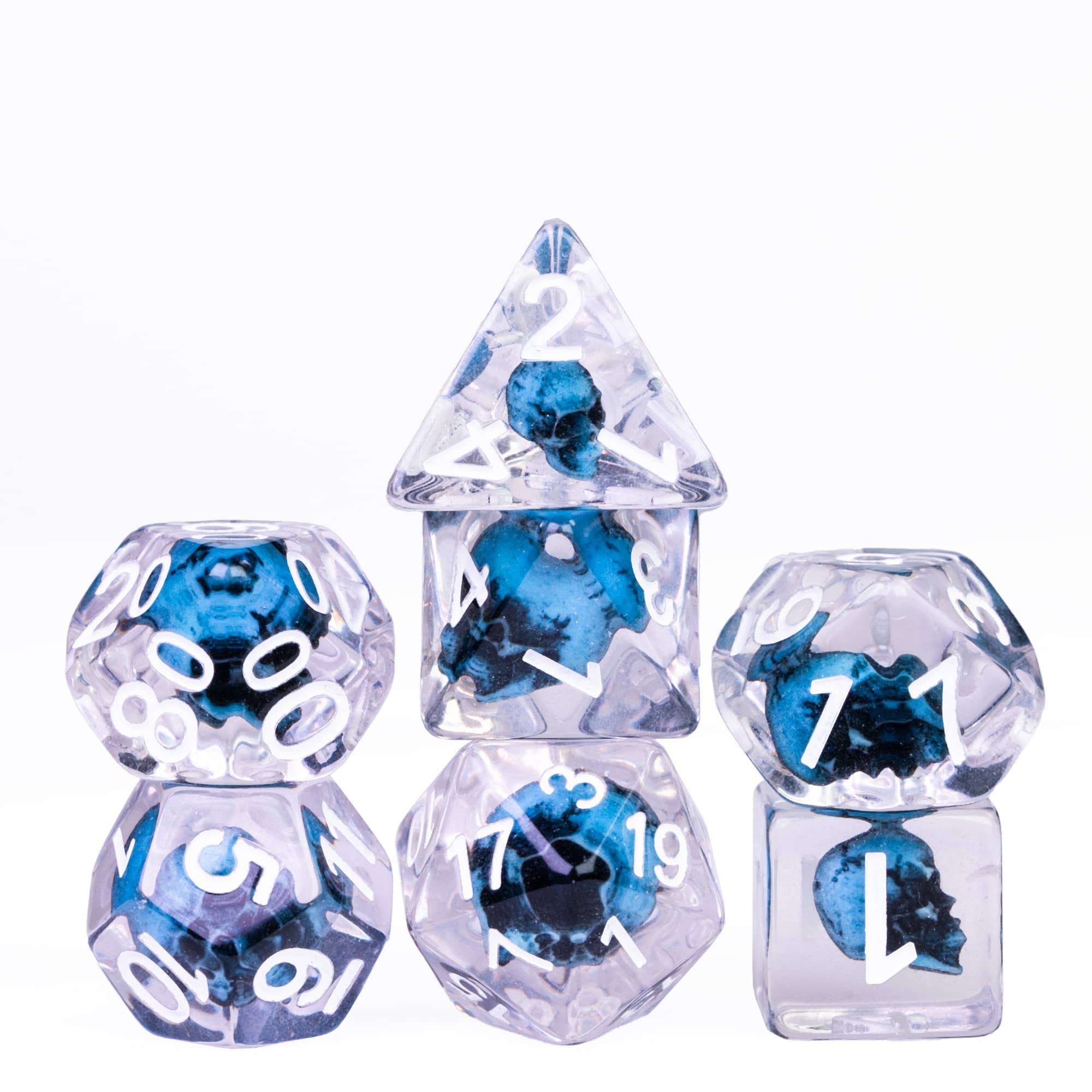UDIXI 7PCS Polyhedral DND Dice Set, Skull d and d Dice Set for Dungeons and Dragons D&D and Other Tabletop Games (Blue Skull)