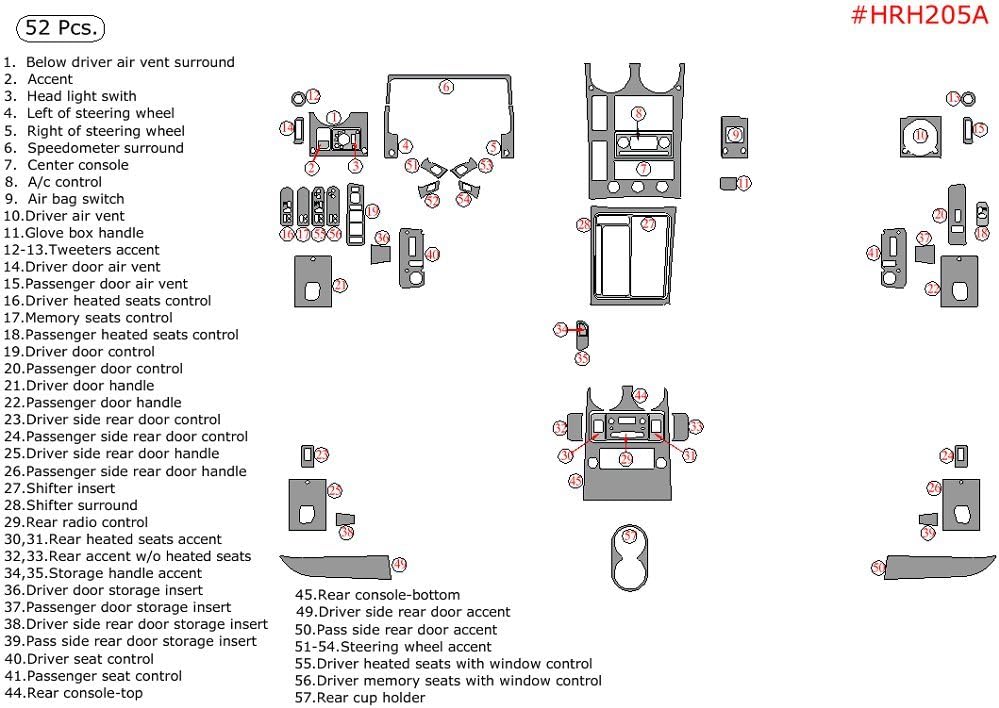 Dash Overlay Kit ITEM HRH205ARBBCF Hummer H2, Without
