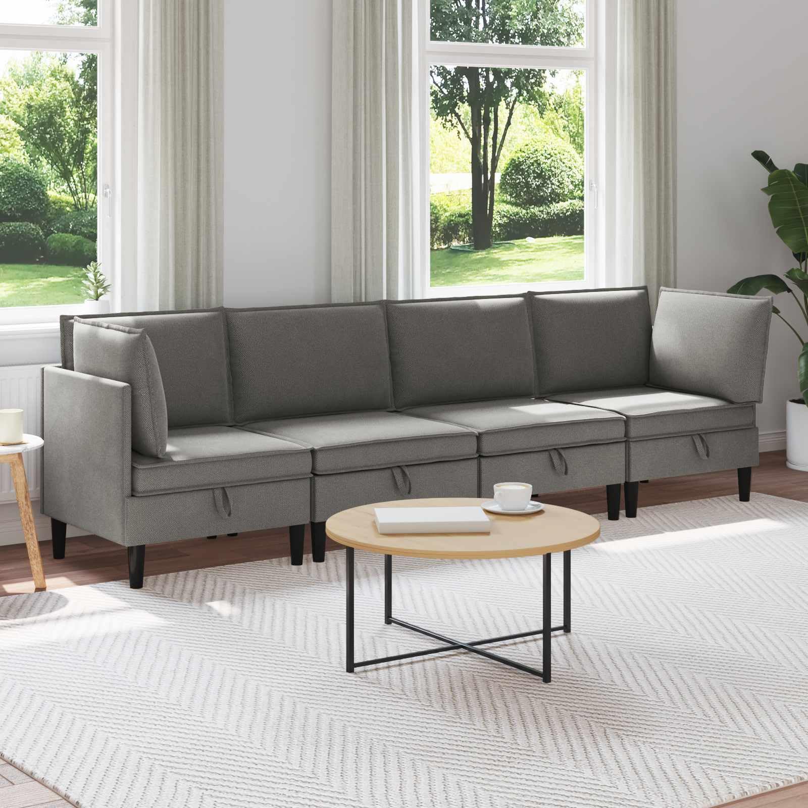 Juego de Muebles de salón 4 uds. Gris Oscuro Tela,67.6kg-3413804
