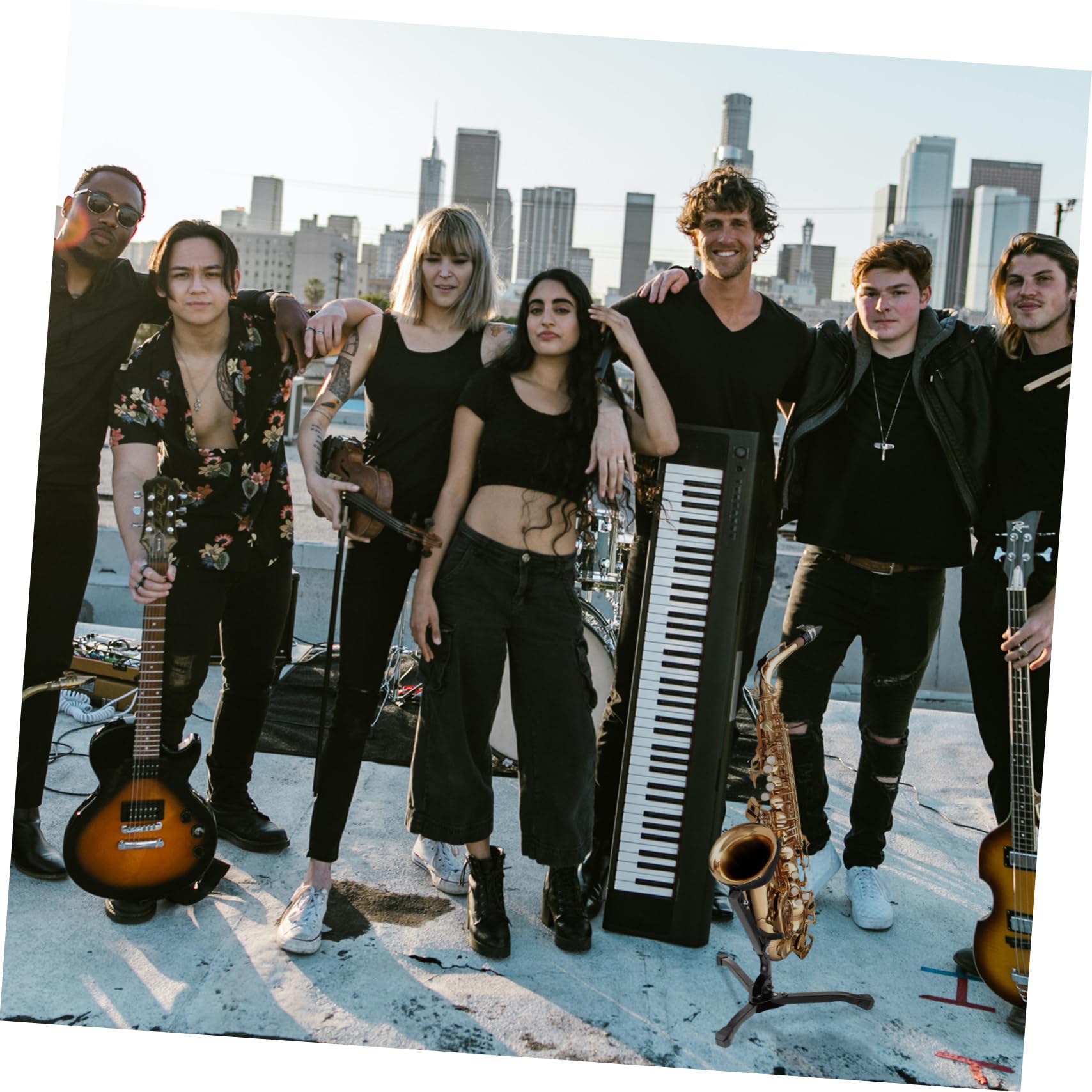 Totority Metal Saxophone Stand Compact Foldable and Sturdy Anti-slip Base for Home and Classroom