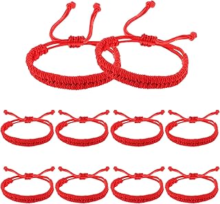 10 Pcs Good Lucky Red String Bracelets Adjustable Phoenix Tail Knot String Bracelet, Red Braided Bracelet for Women Men Handmade Red Bracelet for Family Friends, Lucky Gift Friendship Bracelets