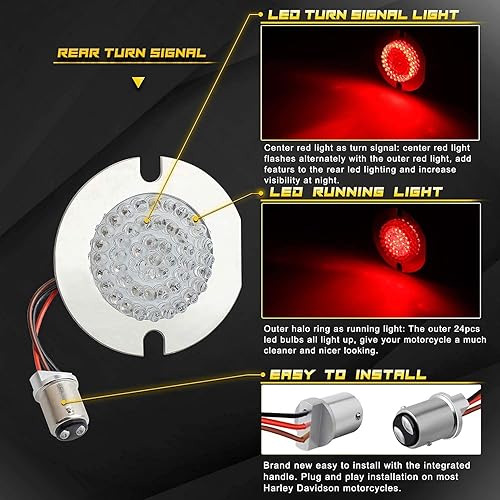 Miniatura 10 de NTHREEAUTO Señales direccionales LED delanteras 1157 + 1156 traseras de 3 14 pulgadas, cubiertas planas de lente ahumada, luces traseras Switch, luz
