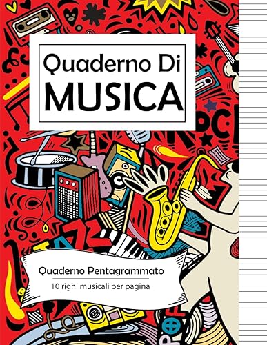 Quaderno di Musica Pentagrammato: Formato A4 | 10 Righi Musicali per Pagina | 100 Pagine con Indice Iniziale | Include una guida alla notazione musicale e ai simboli musicali