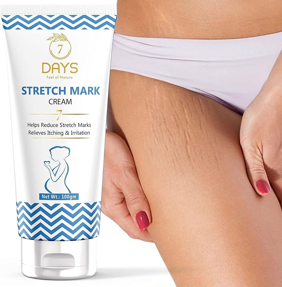 7 D.ay Stretch Marks Cream for Reduce Stretch Marks & Scars During Pregnancy - Women (100 g), 3.53 Ounce