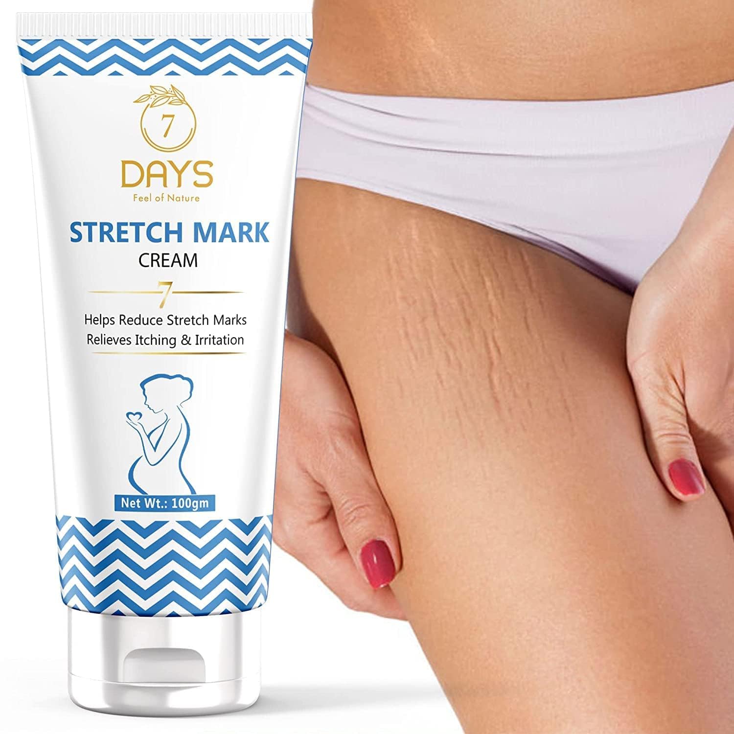 7 D.ay Stretch Marks Cream for Reduce Stretch Marks & Scars During Pregnancy - Women (100 g), 3.53 Ounce