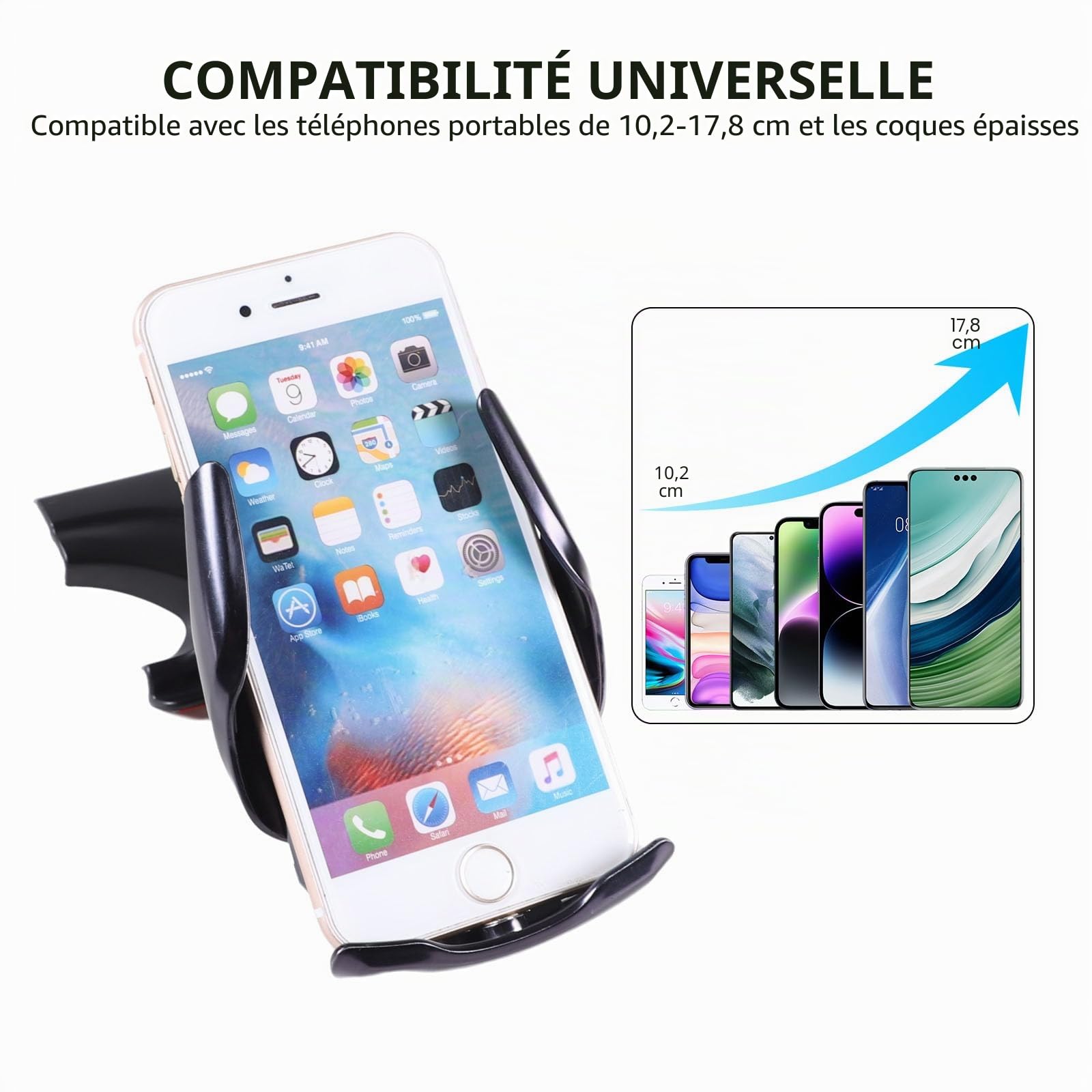 Support de téléphone de voiture Mazda MX-5 ND 2016-2024 - Support rotatif fixe sur la grille d'aération centrale droit - Convient pour iPhone, Android et smartphones