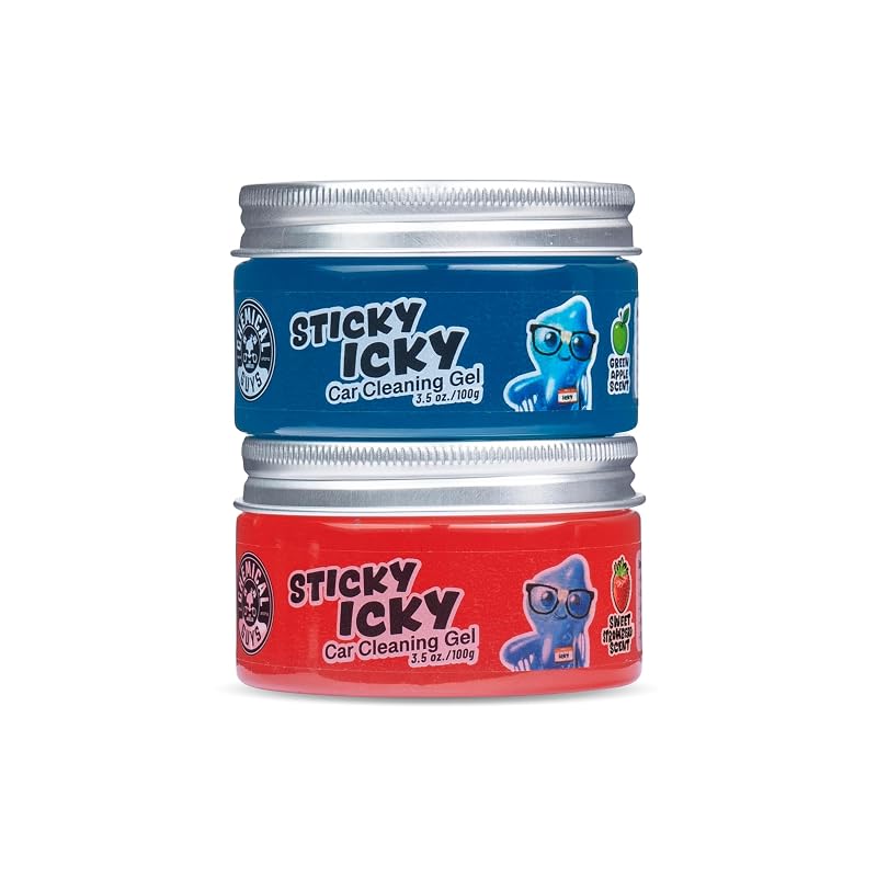 Chemical Guys Sticky Icky gel de limpeza para interior automotivo, maçã verde e morango, 2 potes de 100 g