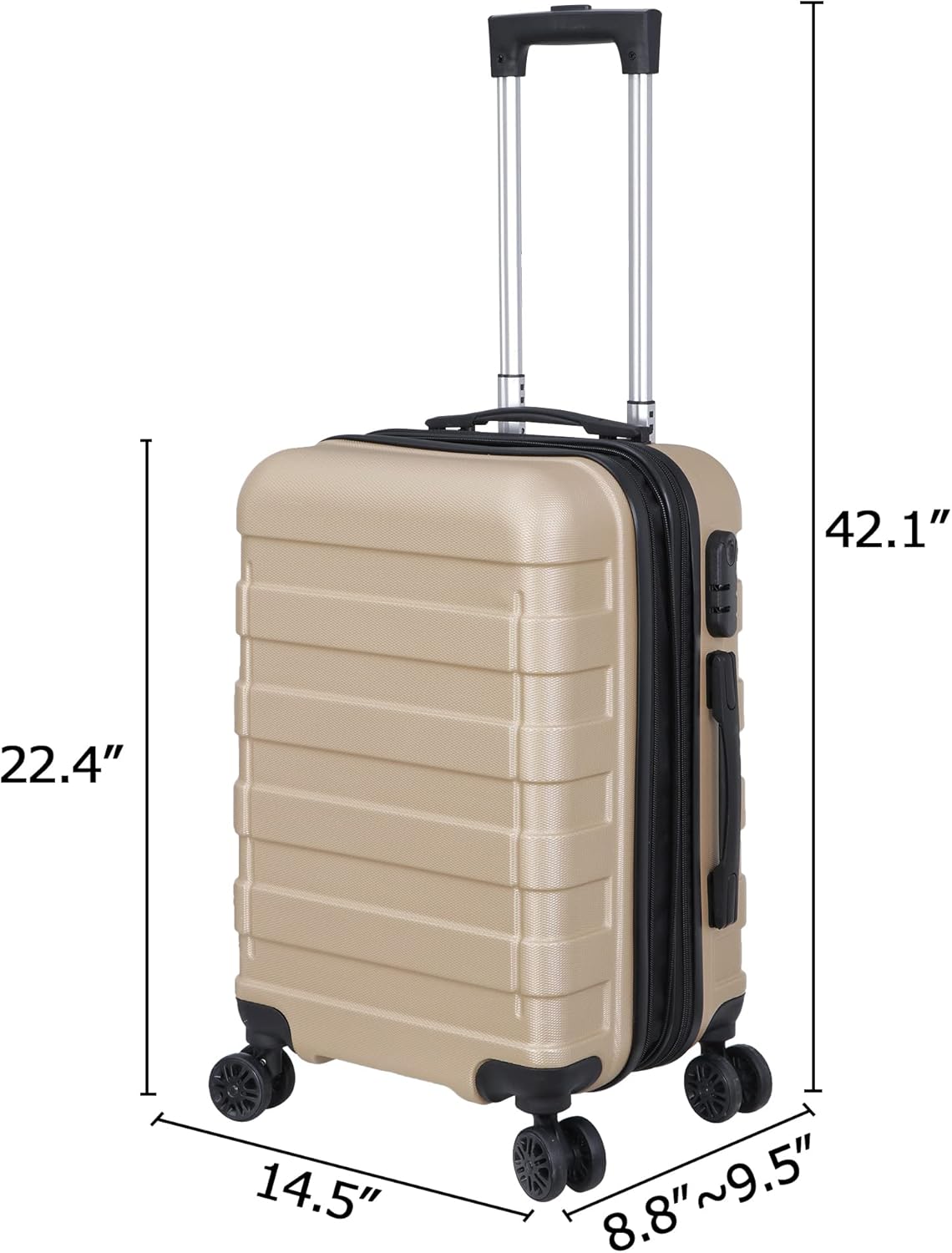 21 Inch Carry-On Luggage, Hardside Expandable Spinner Wheel Lightweight Travel Suitcase, Champagne