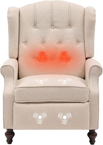 IPKIG Mid Century Wingback Pushback Recliner Chair