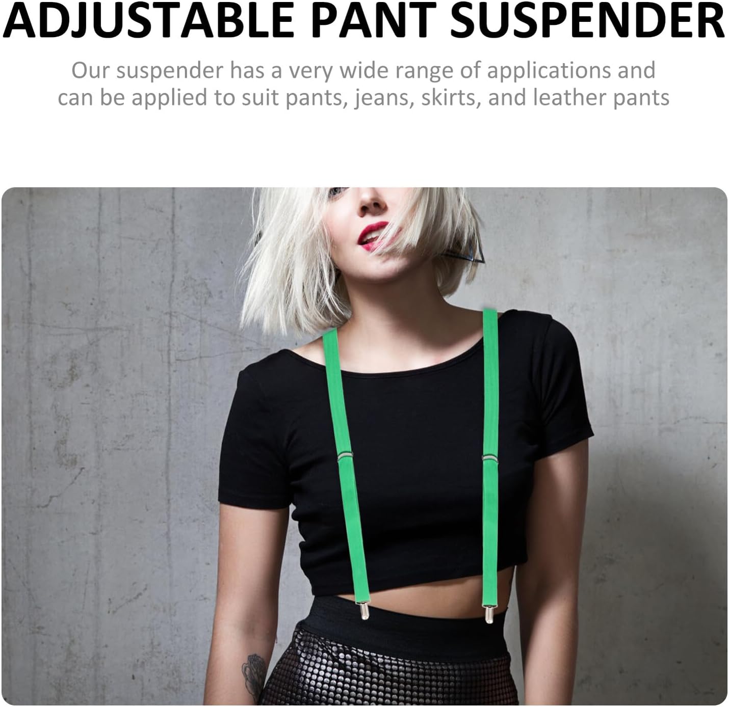 2pcs St Patrick’s Day Adjustable Green Suspenders with Heavy Duty Elastic for Men Women Suit and Jean Pants Accessory