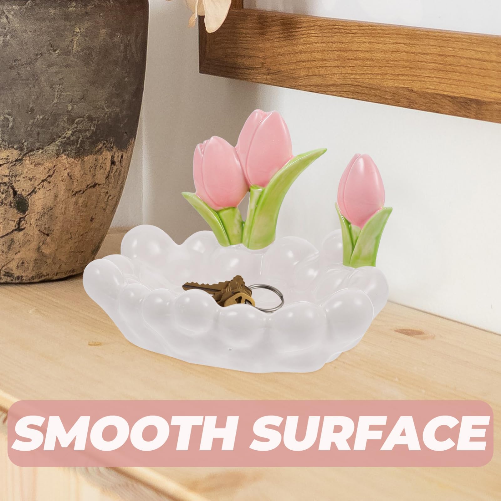 Keramik Schlüsselablage Tulpenform Weiß für Zuhause