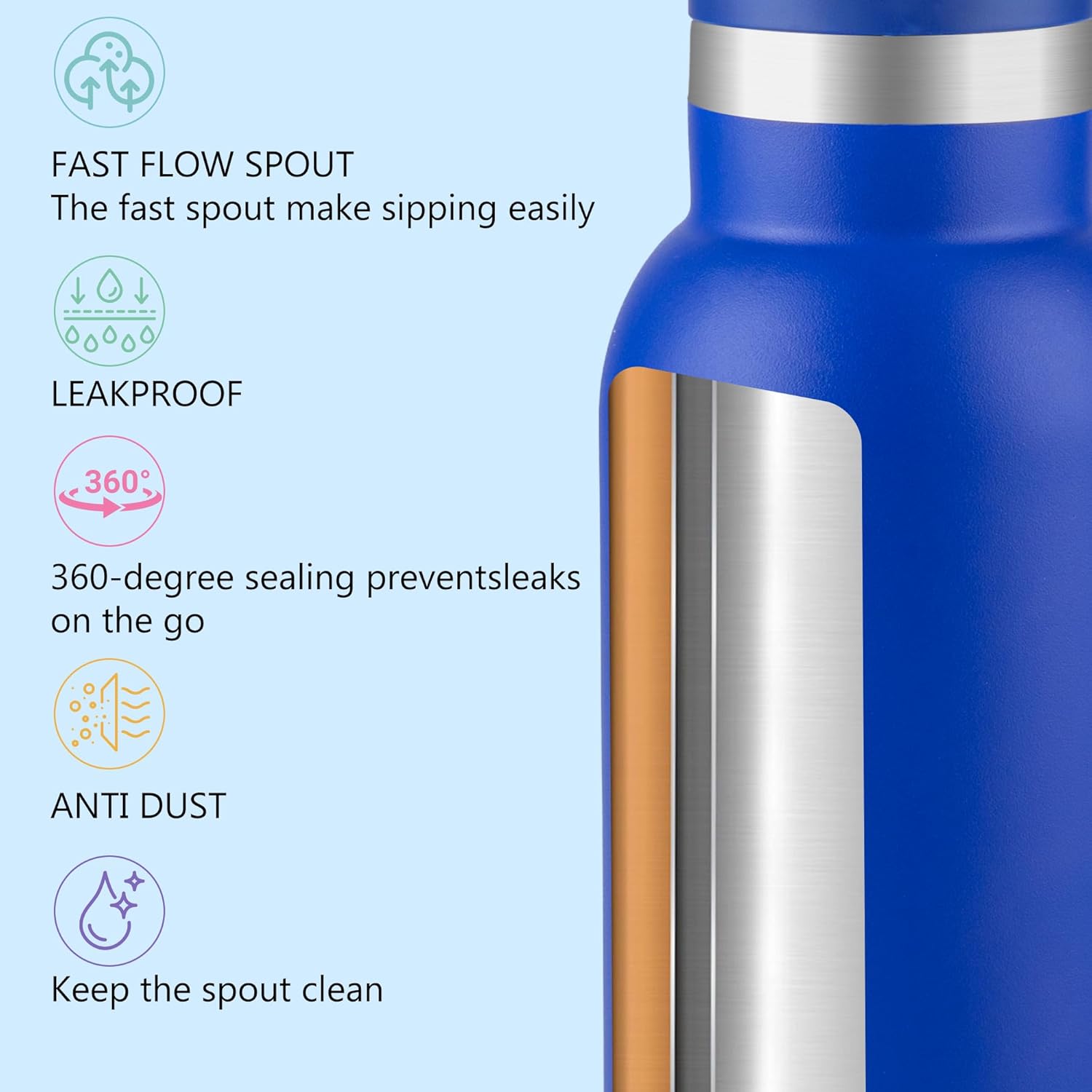 12oz Kids Water Bottle – Insulated Stainless Steel Bottle with Straw Lid, BPA-Free, Leak-Proof, for Toddlers & School Use - Image 2