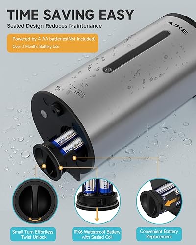 Miniatura 4 de AIKE Dispensador automático de jabón de espuma de montaje en pared 25 OZ comercial de gran capacidad modelo AK1205FA de acero inoxidable (cepillado)