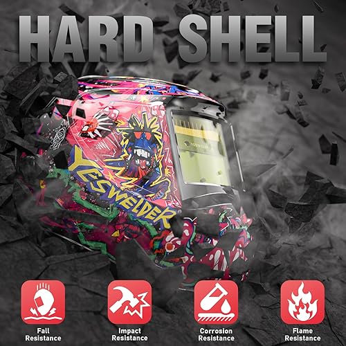 Vista 36 de YESWELDER - Careta de soldar con oscurecimiento automático, bloqueo luz azul, color real 1/1/1/1, alimentación solar y 2 sensores de arco, sombra