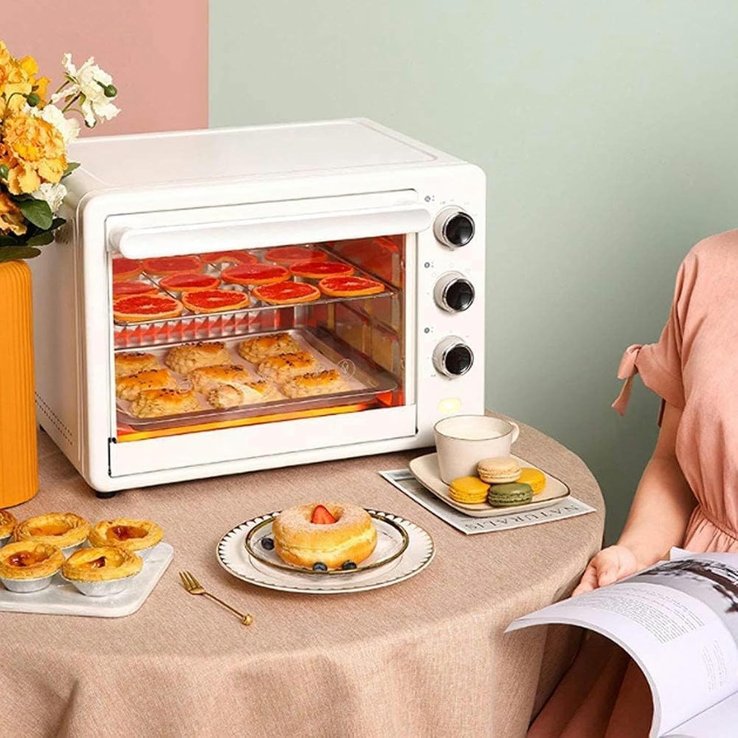 Mini Independent Oven Small Oven, Mini Electric Oven, Small Oven for Panecillos, Chicken, White