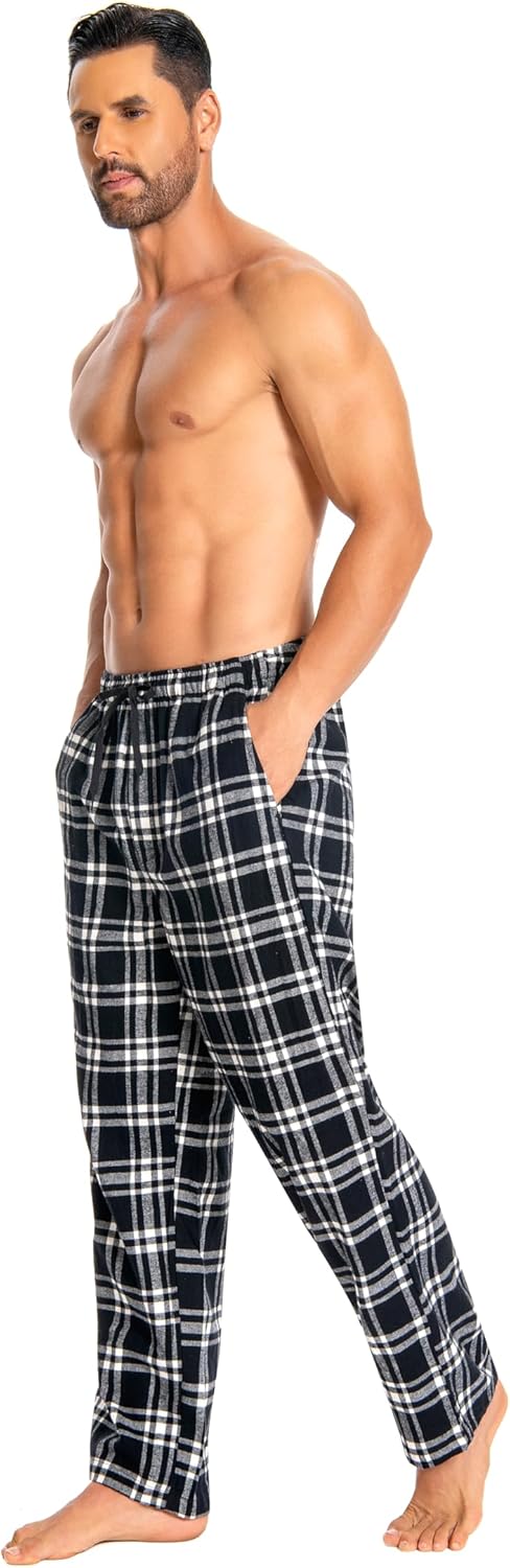 Men's Flannel Pajama Pants 100% Brushed Cotton Adjustable Elastic Waist Christmas Plaid Sleepwear Loungewear - Image 6