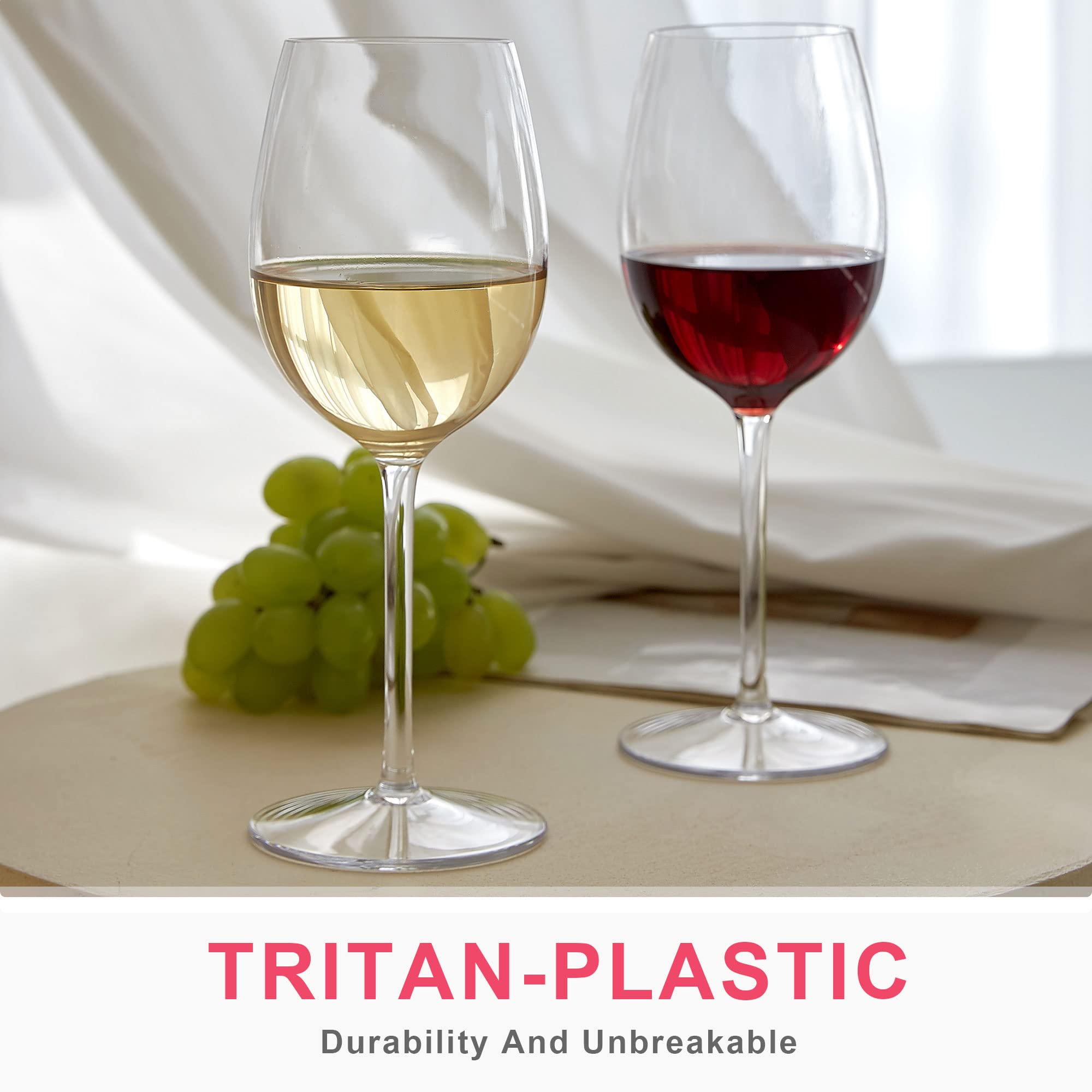 Bicchieri da Vino Rosso Plastica Tritan 530 ML Grandi Bicchieri per Feste Ristoranti Matrimoni Lavabili in Lavastoviglie,Confezione da 4