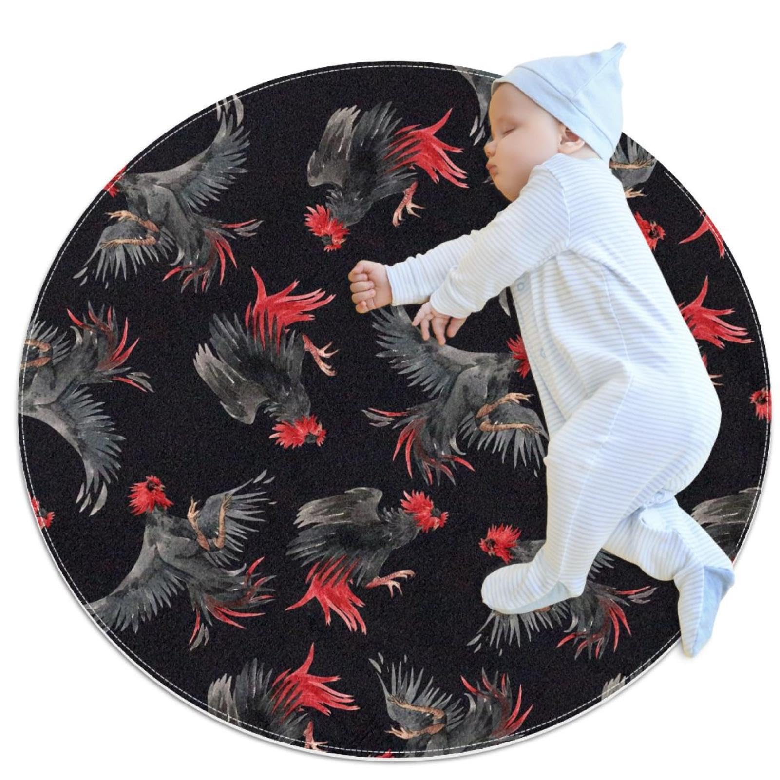 Tapis de salle de bain antidérapant aquarelle coqs de combat contre sols glissants