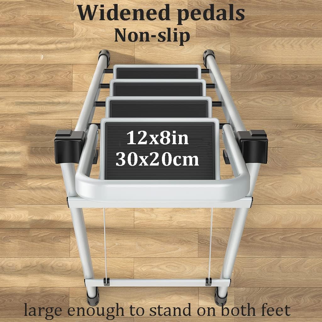 Telescoping Extension Ladder, Wide Pedal Portable Ladder 4 Step Ladder with Telescoping Ladder Folding Step Stool A-Frame Ladder Multi-Use Home Ladders,White