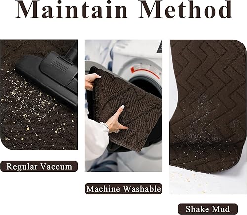 Miniatura 192 de hicorfe - Tapete para interiores, para puerta delantera o trasera, parte trasera de goma, antideslizante, absorbente, resistente a la suciedad, Café