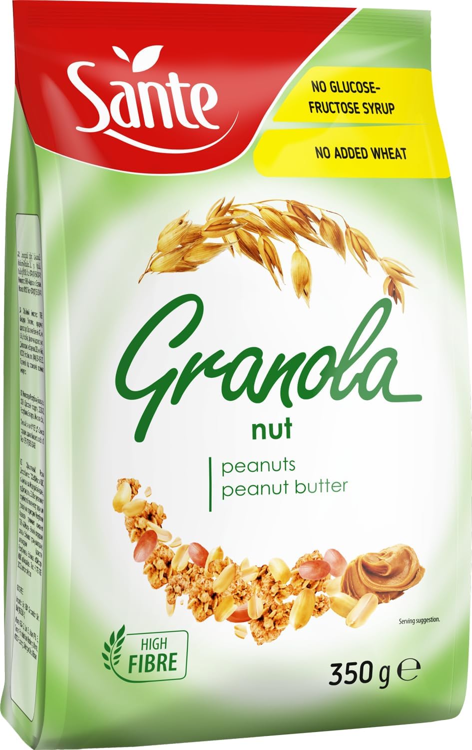 SANTE - Granola 350g, chrupiące musli, wysoka zawartość błonnika, zdrowe śniadanie, pełnoziarniste płatki owsiane, bez oleju palmowego - Orzechowa