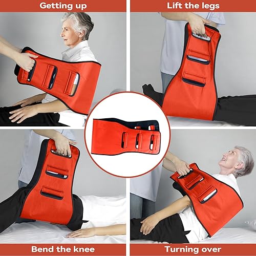 Vista 53 de Cinturones de marcha con eslinga de transferencia, cinturones de transferencia acolchados, cinturón de elevación de pacientes resistente, ayuda